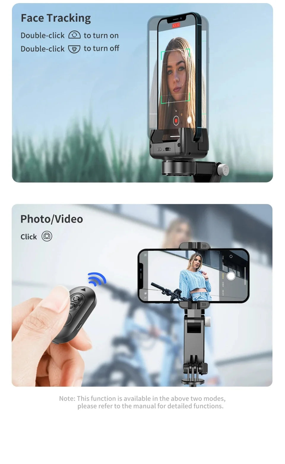 MEUYAG Selfie Stick Gimbal Stabilizer 360° rotation With Bluetooth Remote Intelligent AI Follow-Up Anti Shake Pan Tilt Tripod