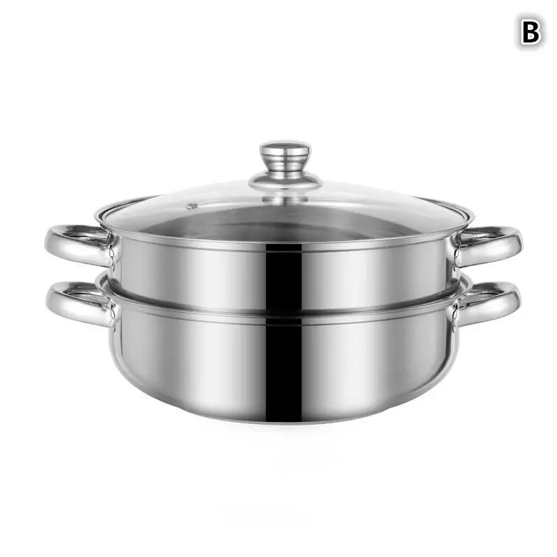 【SSummer10】Stainless Steel Single Double-Layer Steamer Basket - Thickened Pot Steaming Grid Rack for Home Cooking【SS】