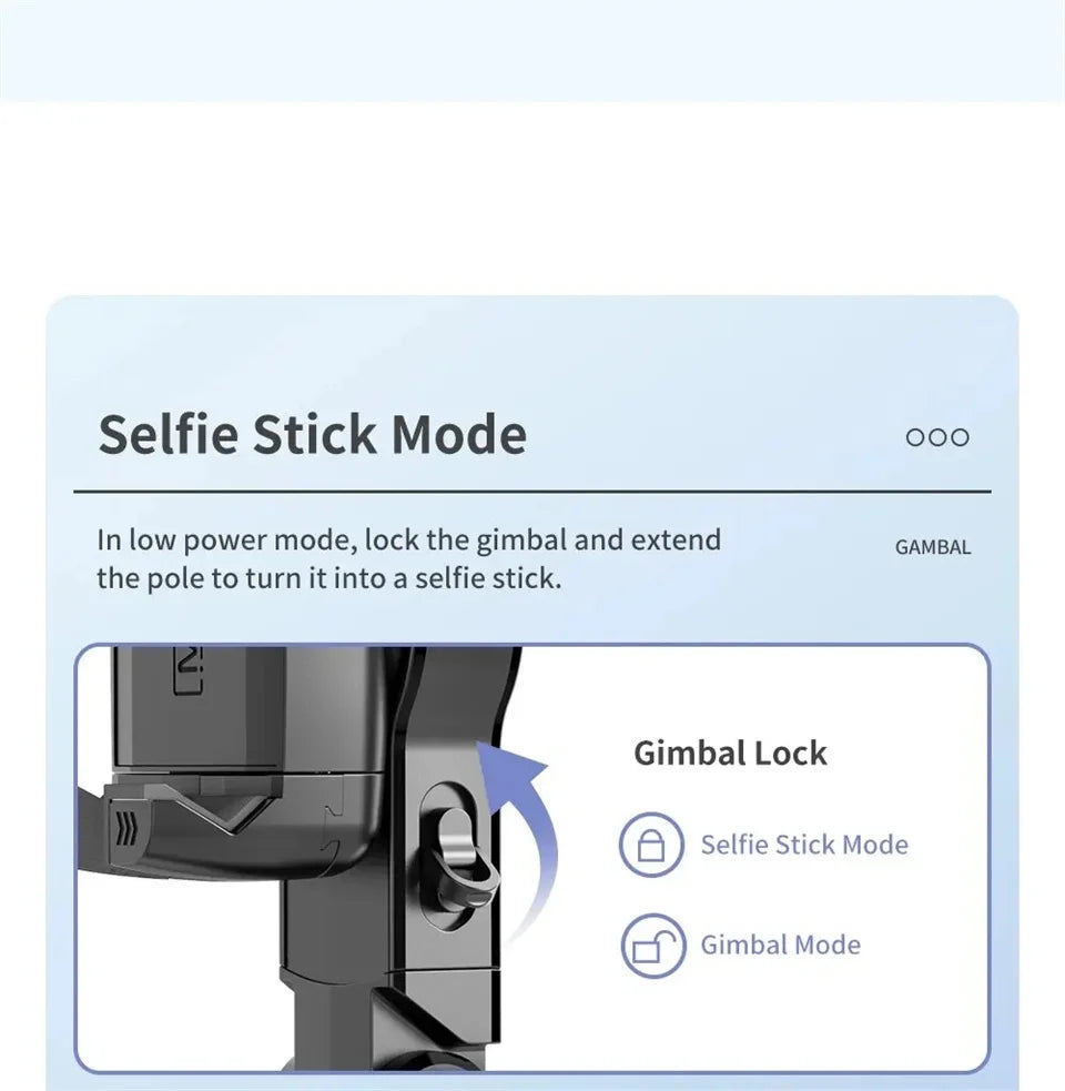 MEUYAG Selfie Stick Gimbal Stabilizer 360° rotation With Bluetooth Remote Intelligent AI Follow-Up Anti Shake Pan Tilt Tripod