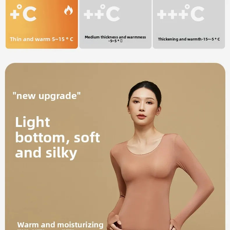 Ultra-Thin Heating Thermal Underwear Women Skin Care Skin Bottom Clothing Invisible Foundation Heattech Long Johns Set Winter