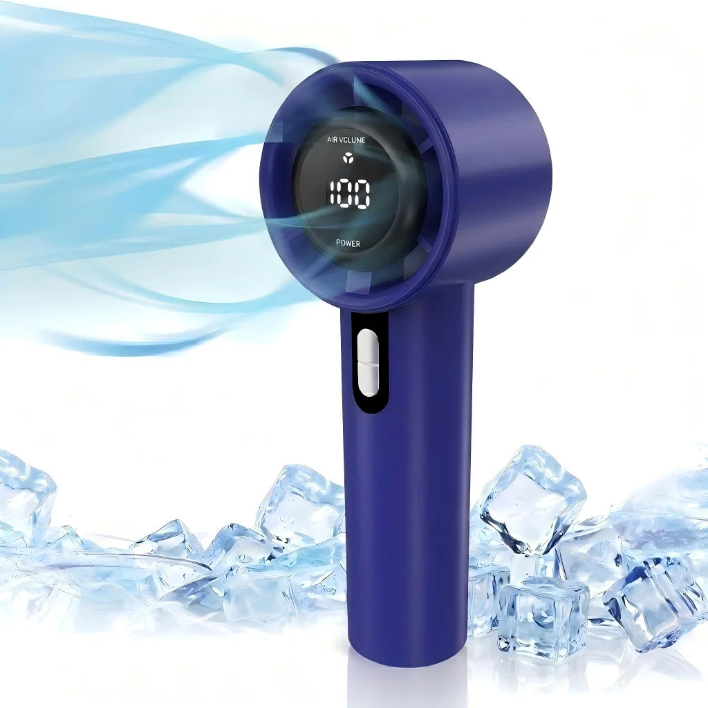 Mini Portable Hand Fan LED Display High Speed Rechargeable Turbo Fan Outdoor Camping Travel Makeup Desk Air Cooler