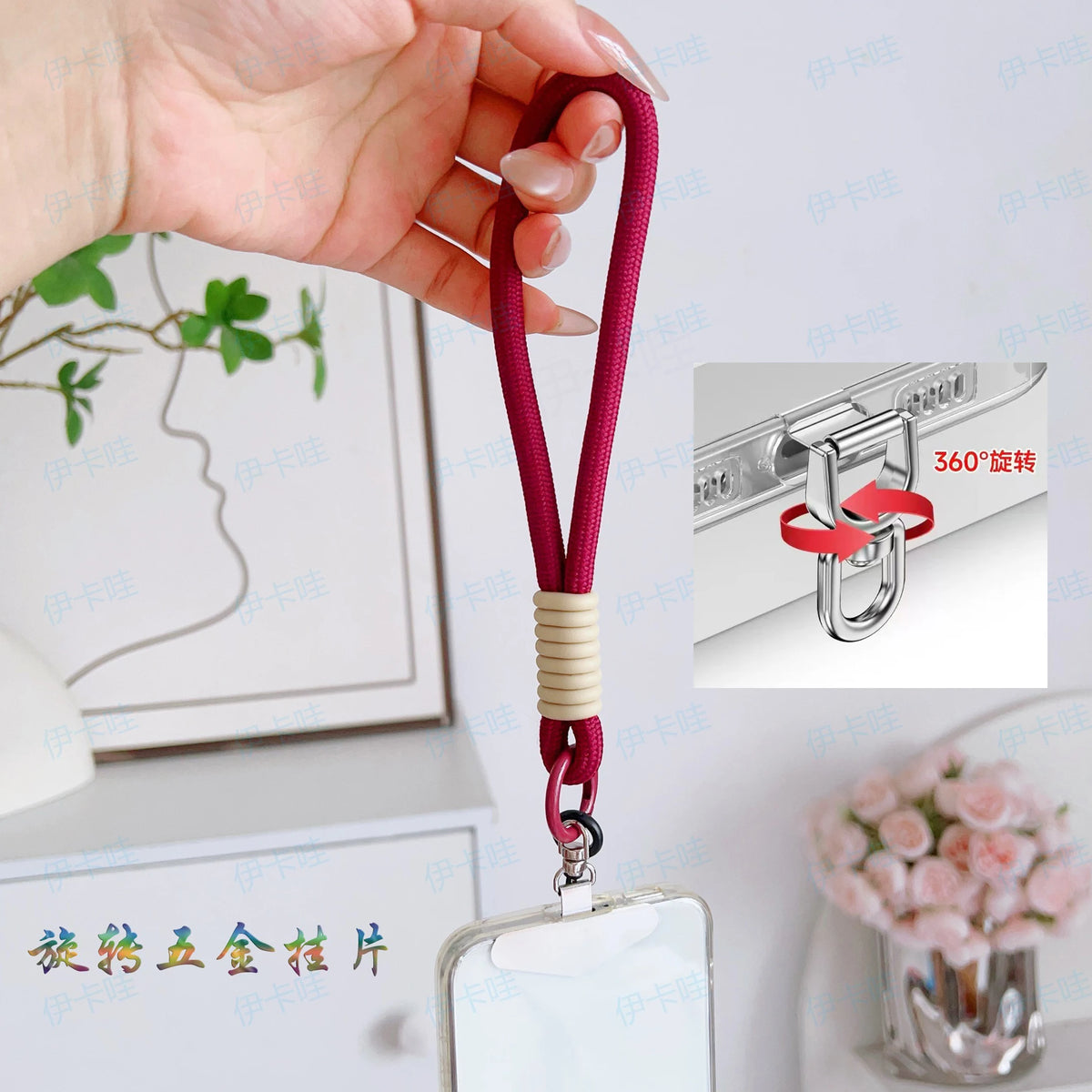 Simple Silicone Mobile Phone Lanyard, Wrist Short Rope, Hardware Rotating Hanging Piece, Multi-Functional Universal Wristband