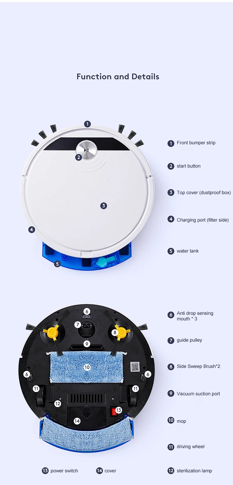 Household Sweeping Robot 2800PA 3-in-1 Smart Robot Vacuum Cleaner With Remote Control&APP Super Quiet Wet&dry Mopping Floor﻿