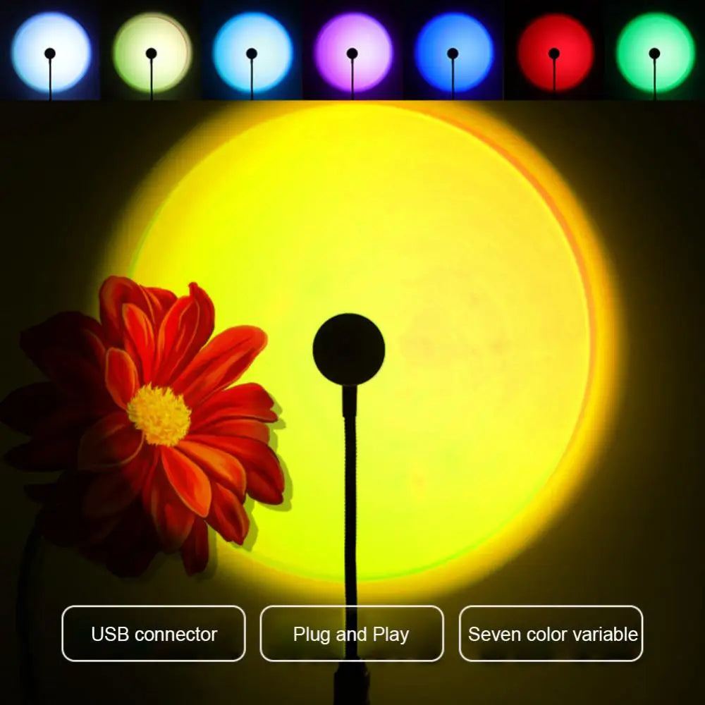 RGB Sunset Lamp LED Rainbow Neon Night Light Projector Photography Wall Atmosphere Lighting For Bedroom Room Decor Nightlights