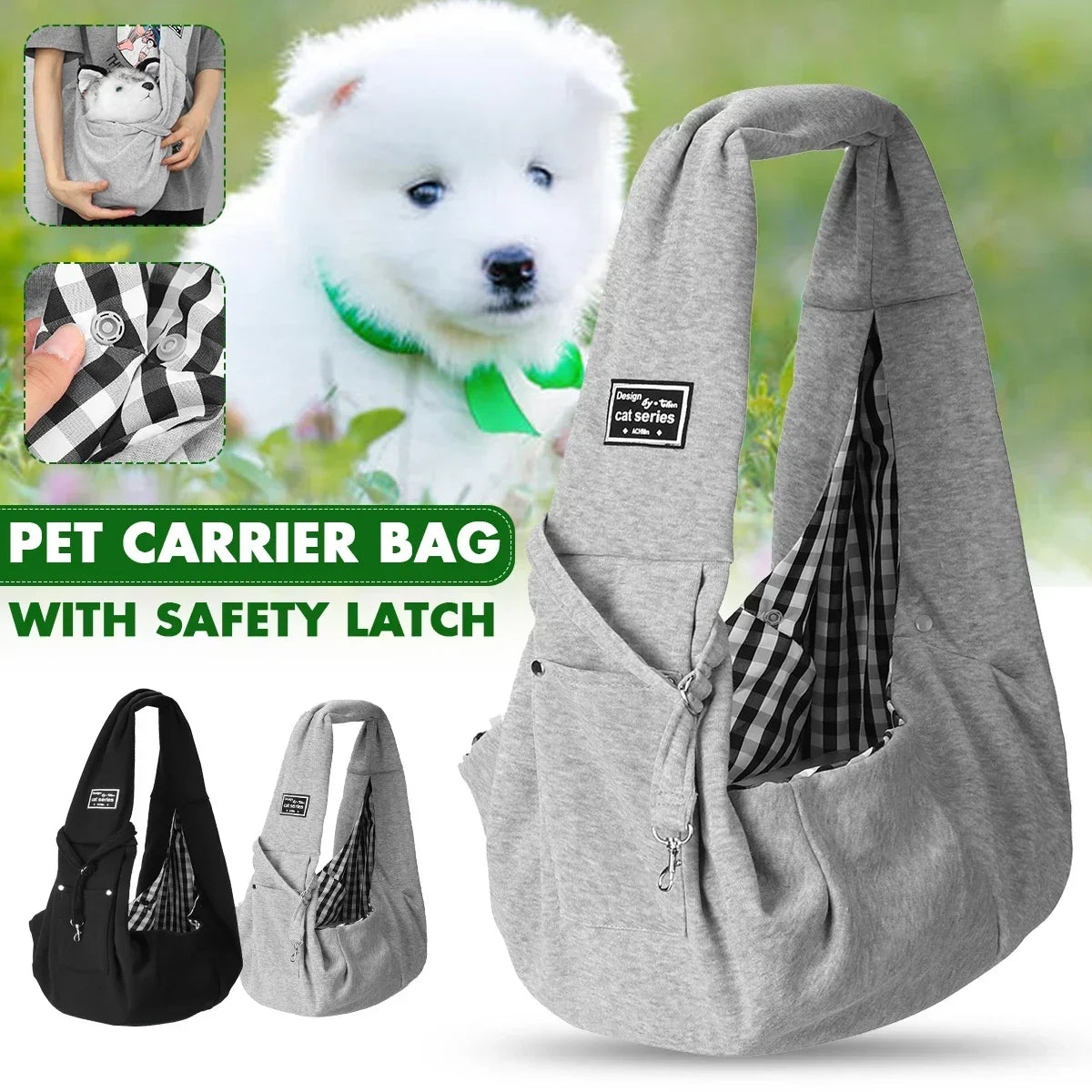 Pet Crossbody Shoulder Bag Outdoor Travel Cat Puppy Sling Carrier Bag with Storage Pocket Portable Pets Backpacks Safety Harness