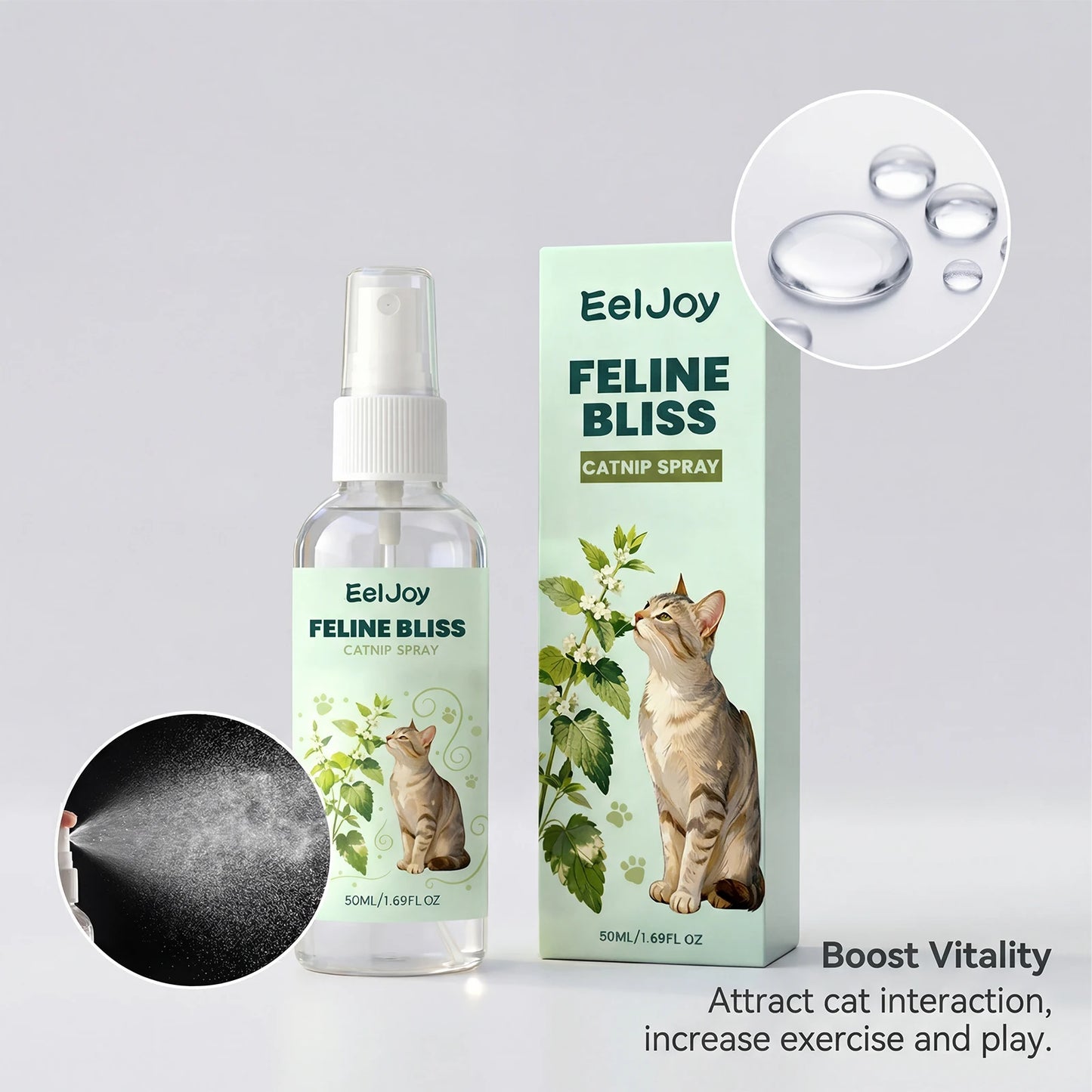 Cat Calming Spray with Catnip Extract 50ml Natural Pet Anxiety Relief Spray Reduce Scratching & Stress Interactive Toy Cat Train