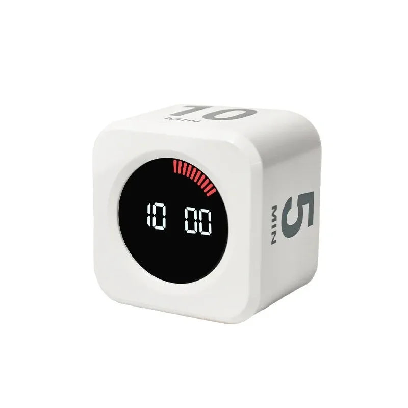 Digital Visual Timer Gravity Sensor Flipping LED Display 4 Preset Time Rechargeable Mini Cube Timer for Cooking Study Shower