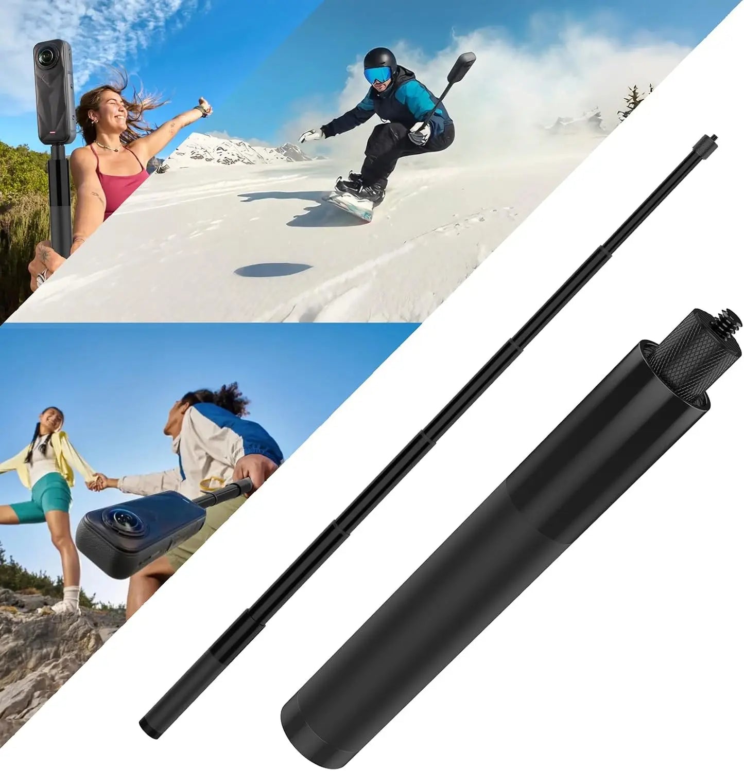 Invisible Selfie Stick 70cm Long Selfie Stick,Fit for Insta360X5. X4, X3, ONE X2, ONE R, ONE X, 1/4”Screw Mount Cameras