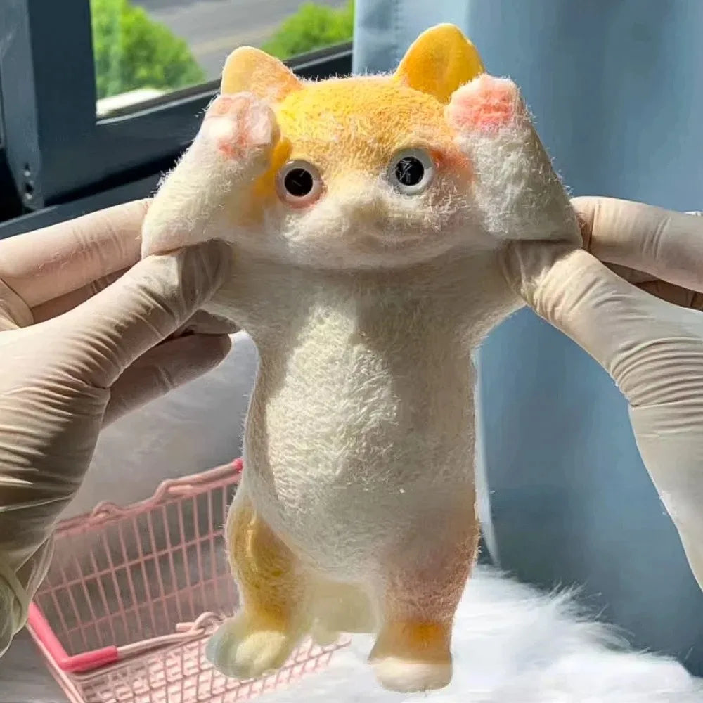Squishy Cute Flocking Cat Stress Relief Toy, Extra Large Sensory Fidget Toys for Kids Adults Anxiety Relaxation, Squeeze Gift
