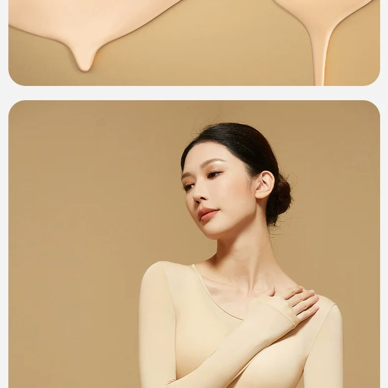 Ultra-Thin Heating Thermal Underwear Women Skin Care Skin Bottom Clothing Invisible Foundation Heattech Long Johns Set Winter