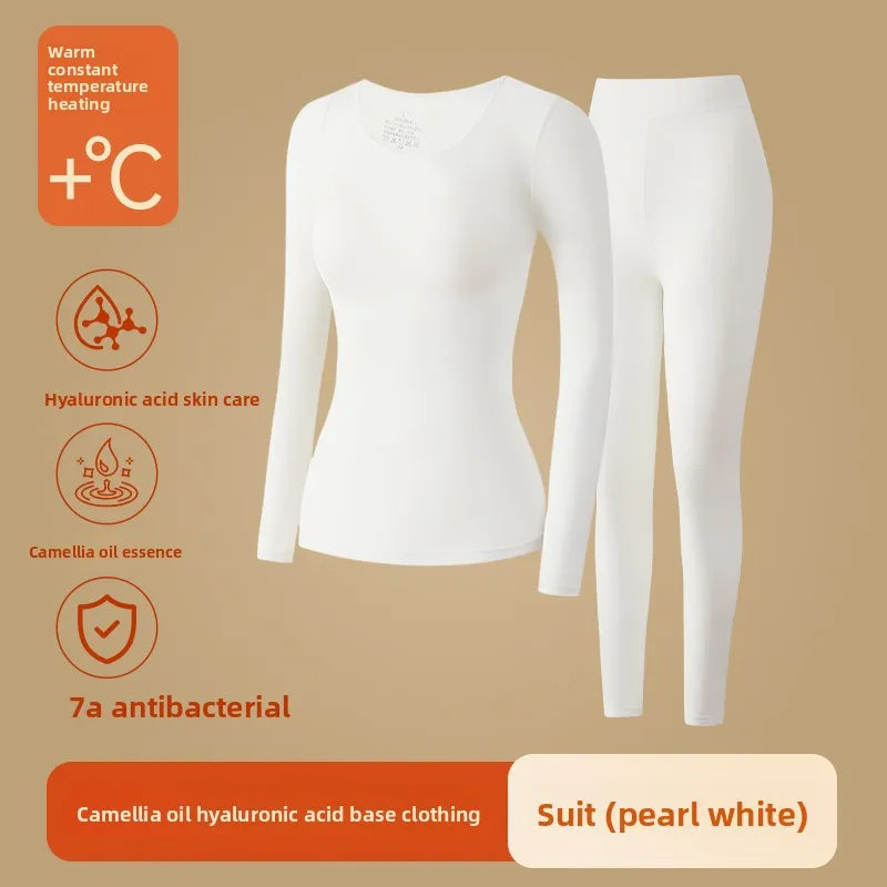 Ultra-Thin Heating Thermal Underwear Women Skin Care Skin Bottom Clothing Invisible Foundation Heattech Long Johns Set Winter