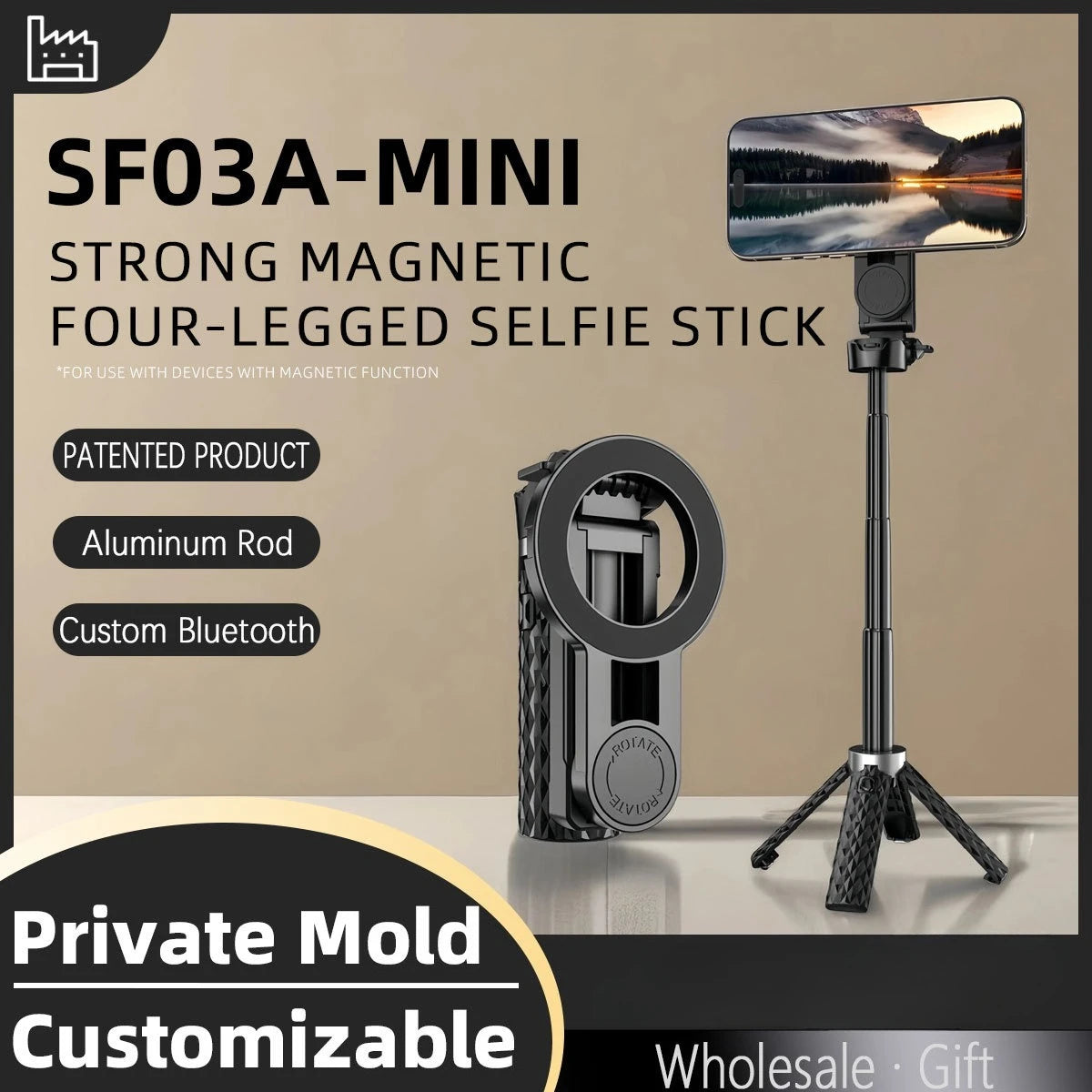 4-in-1 Multifunctional Magnetic mini Selfie Stick Wireless Bluetooth Control with 360° Rotation for Selfies Video Record