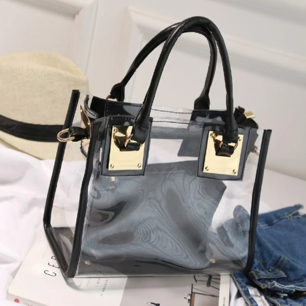 Large Summer Clear Totes Bags Transparent Clutch Purse Women Handbags Crossbody Handle Bag Shoulder Messenger Bag Girls Gift