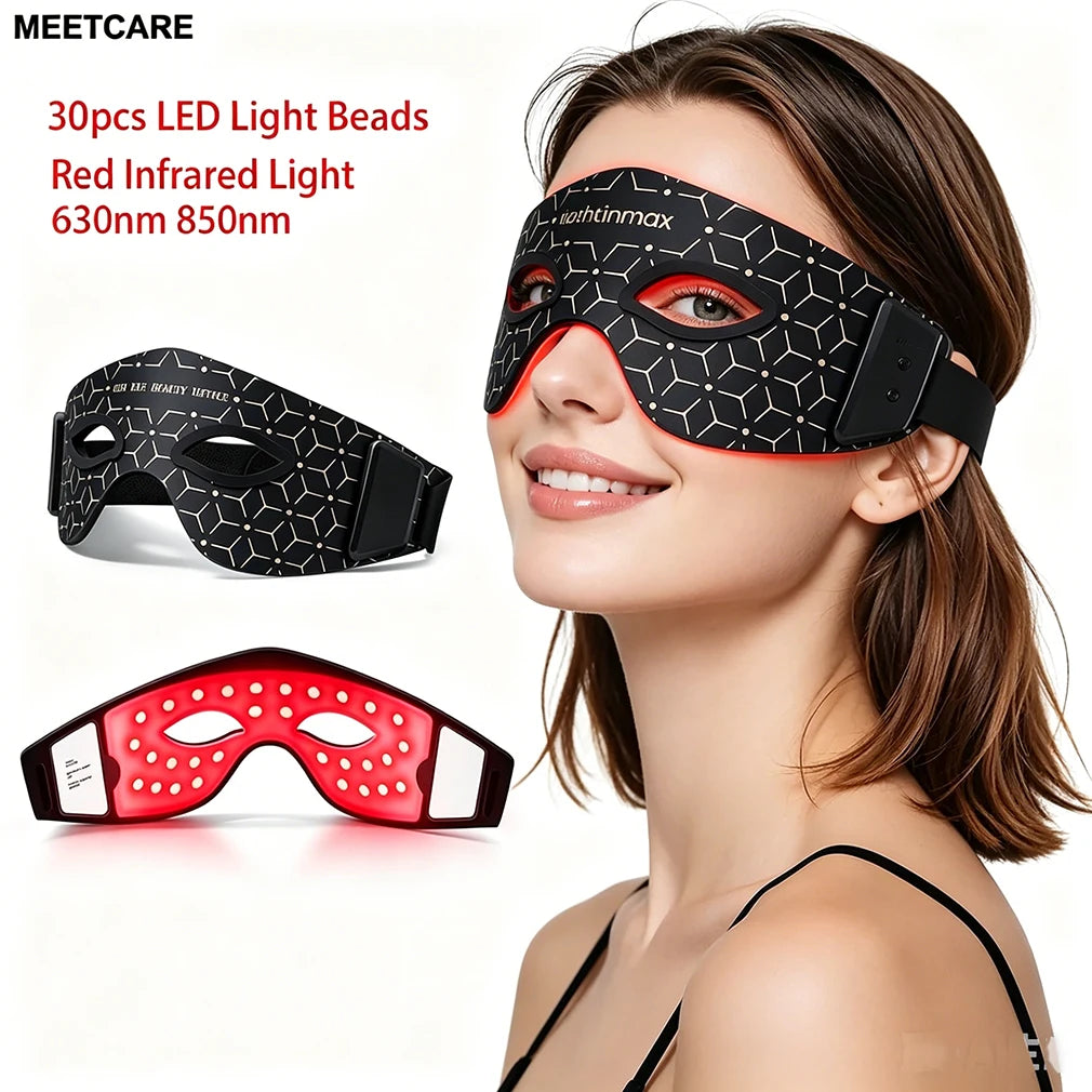 LED Eye Mask LED Red Infrared Light Therapy 630nm 850nm with 5 Modes Adjust Massage for Relieve Eye Bag Dark Circle Massages