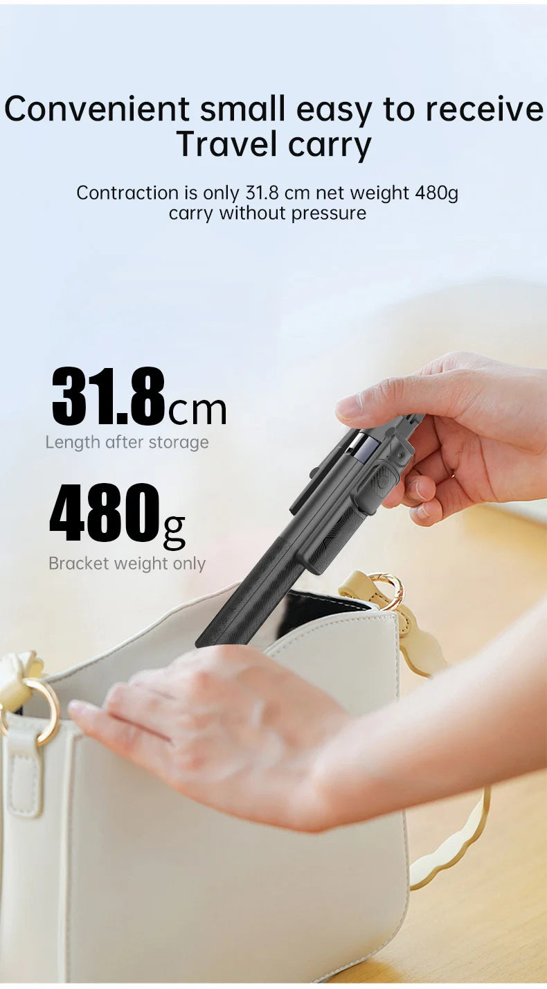 AI Smart Tracking Selfie Stick Tripod, 360° Rotatable 4‑Axis Stabilizer, Wireless Remote, Portable Phone Tripod for Selfies Vlog