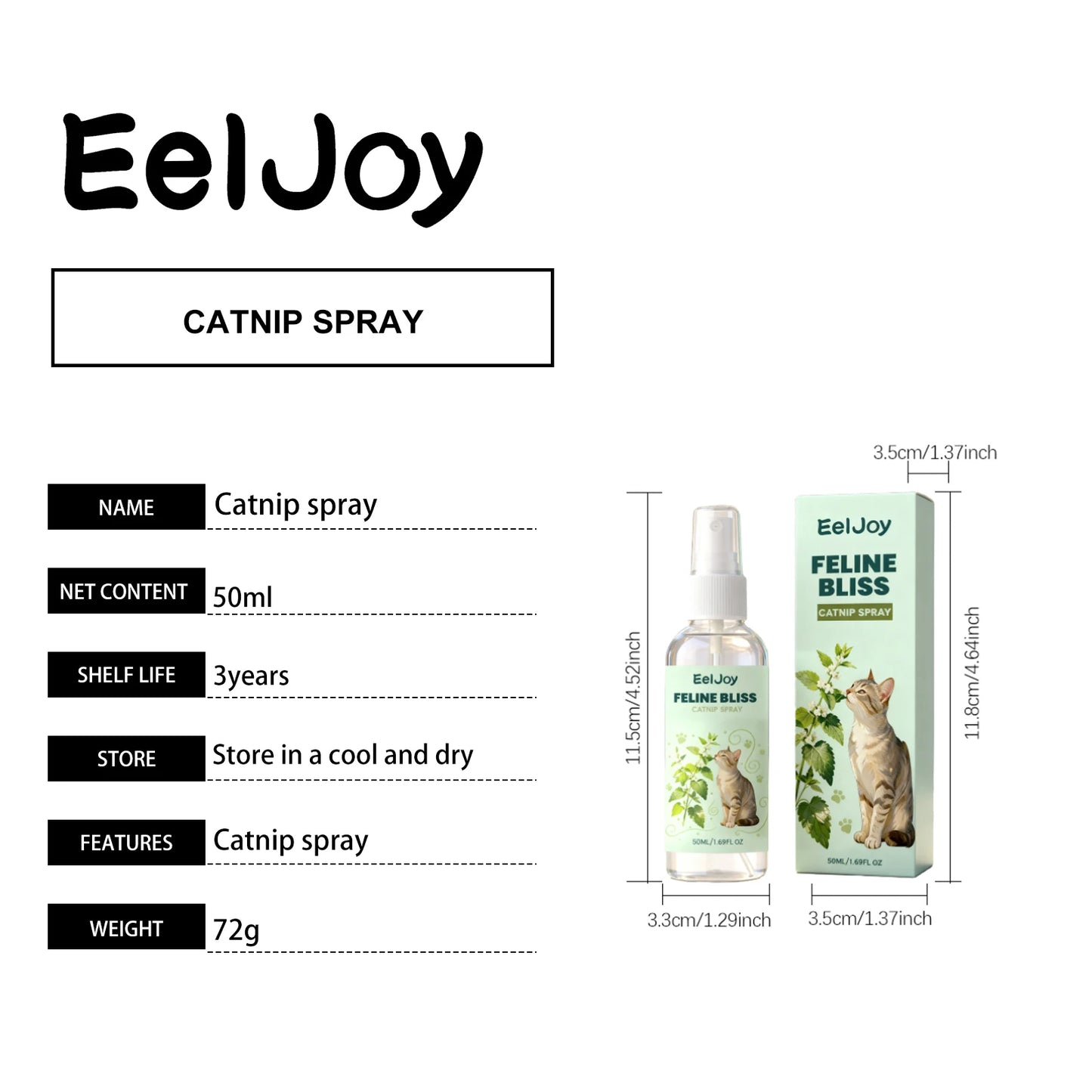 Cat Calming Spray with Catnip Extract 50ml Natural Pet Anxiety Relief Spray Reduce Scratching & Stress Interactive Toy Cat Train