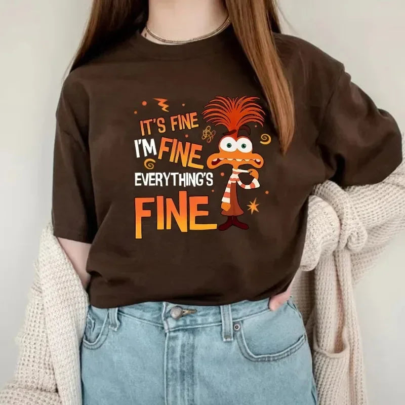 Anxiety Shirt Inside Out 2 T-Shirt Everything Is Fine Anxiety Inside Out Emotions Shirts Retro Mental Health Family Vacation Tee