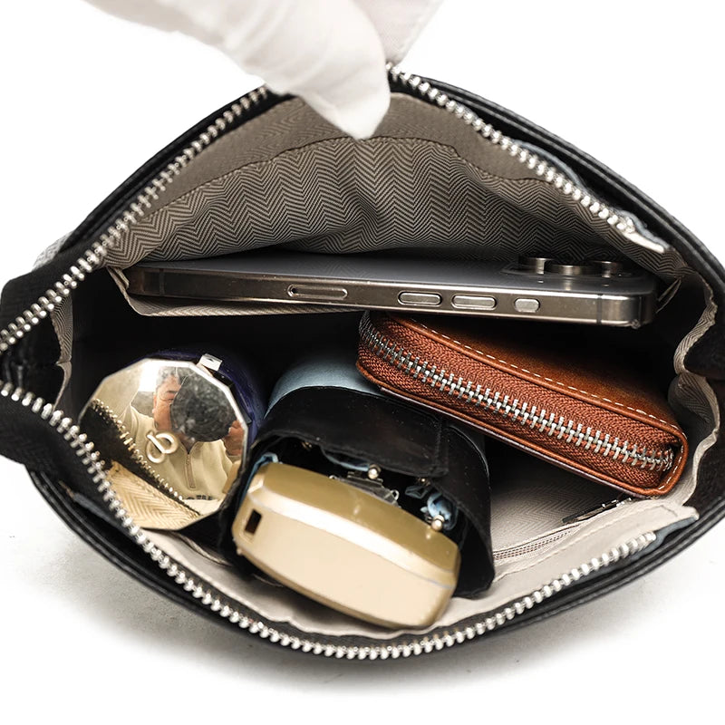 100% Genuine Leather Crossbody Bag Women Fashion Wide Strap Shoulder Bag Ladies Cowhide Messenger Bag Small Handbag and Purse