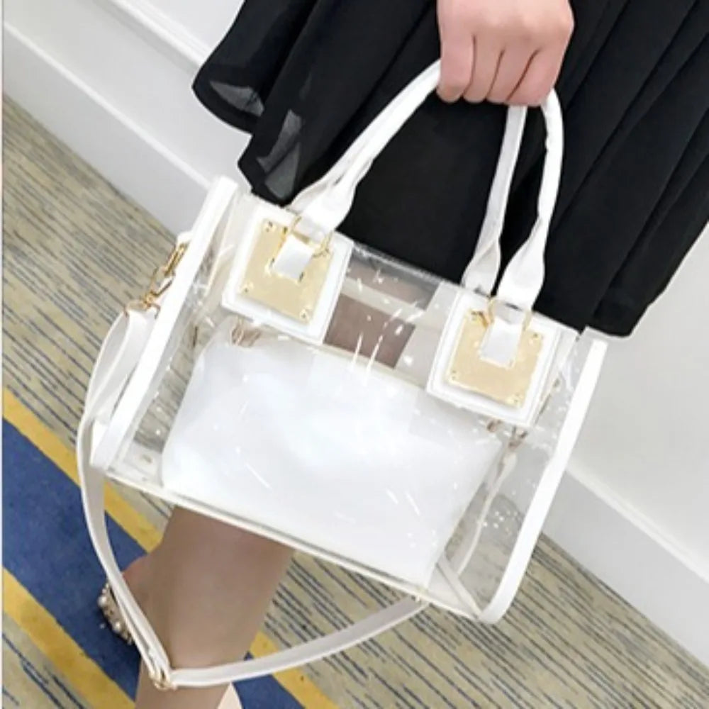 Large Summer Clear Totes Bags Transparent Clutch Purse Women Handbags Crossbody Handle Bag Shoulder Messenger Bag Girls Gift