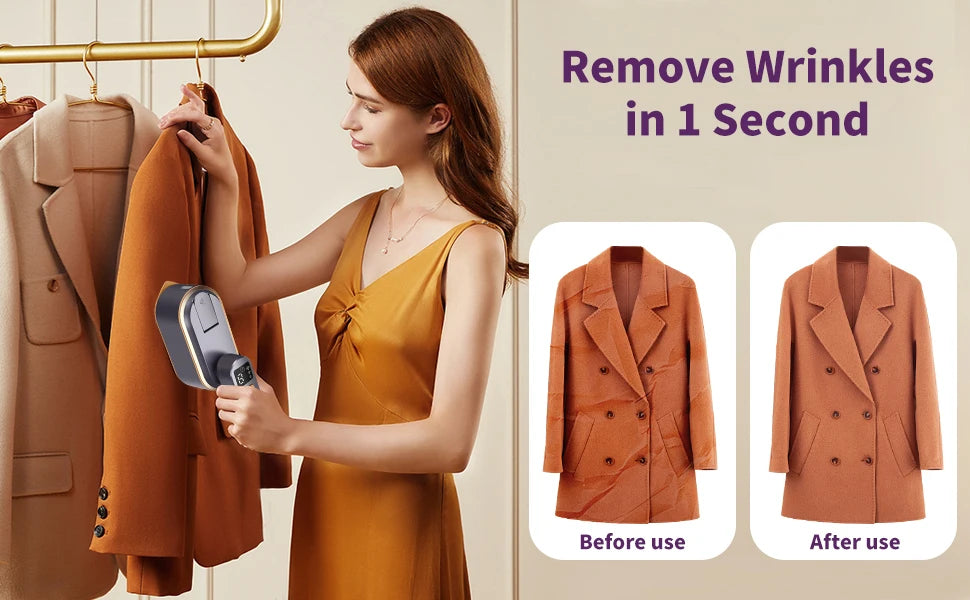 Portable Clothes Steam Iron 180° Rotatable Handle 3 Levels Handheld Garment Steamer 1200W Fast Heating 150ml Tank for Travel