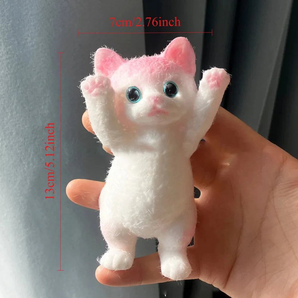 Squishy Cute Flocking Cat Stress Relief Toy, Extra Large Sensory Fidget Toys for Kids Adults Anxiety Relaxation, Squeeze Gift