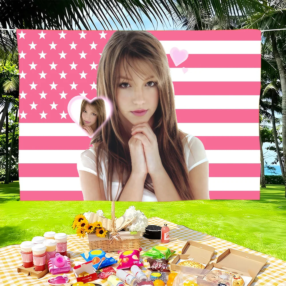 Retro Singer B-Britney Spears flag Tapestries Outdoor Parties Bedrooms Living Rooms Dorm Rooms Wall Decor Banners Gifts