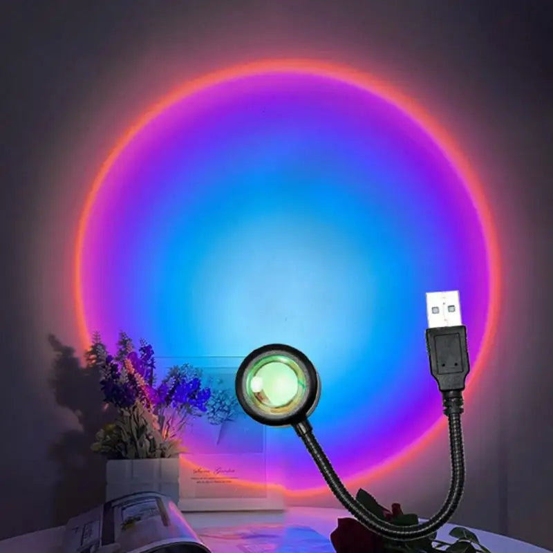 RGB Sunset Lamp LED Rainbow Neon Night Light Projector Photography Wall Atmosphere Lighting For Bedroom Room Decor Nightlights