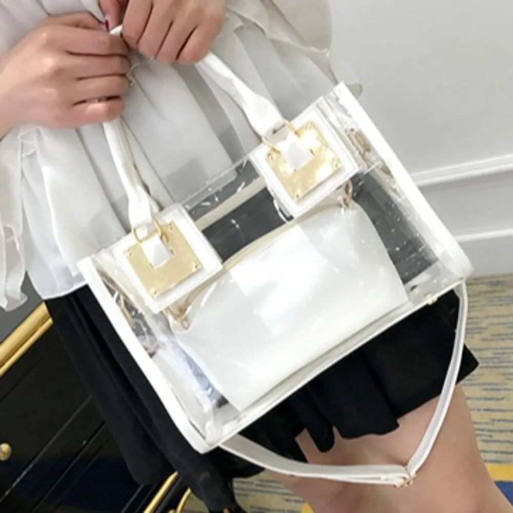 Large Summer Clear Totes Bags Transparent Clutch Purse Women Handbags Crossbody Handle Bag Shoulder Messenger Bag Girls Gift