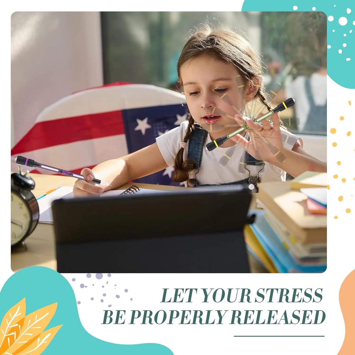 ADHD Anxiety Relief Spinning Pen Rolling Finger Rotating Toy For Kids Adults Students Brain Training Dexterity Practice