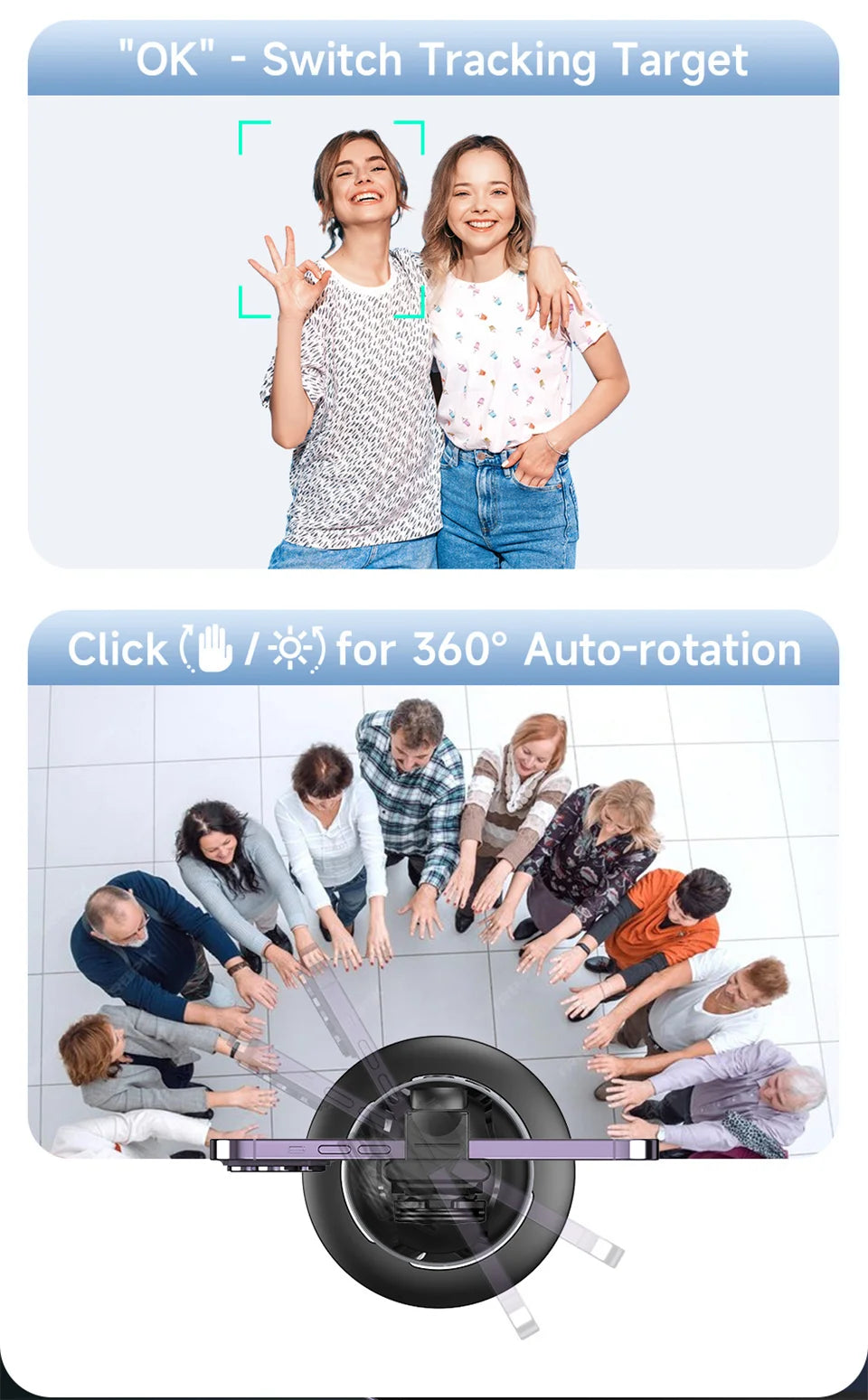 selfie stick Stabilizer 360°Auto Face Tracking AI Gimbal All-in-one Desktop Phone Holder Tripod For Smartphone Video Vlog Live