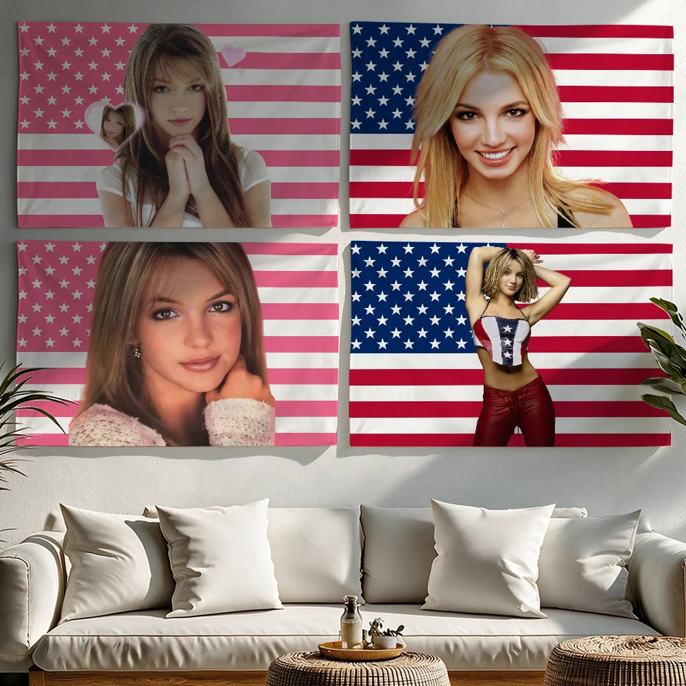 Retro Singer B-Britney Spears flag Tapestries Outdoor Parties Bedrooms Living Rooms Dorm Rooms Wall Decor Banners Gifts
