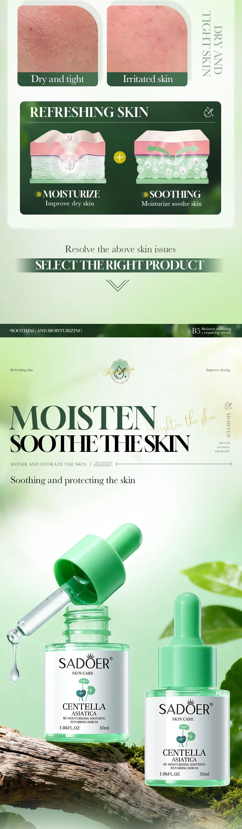 Facial Redness Repair Serum Improve Sensitive Skin Dryness Moisturizer Hydrating Sooth Lotion Removal Rosacea Korean Cosmetics