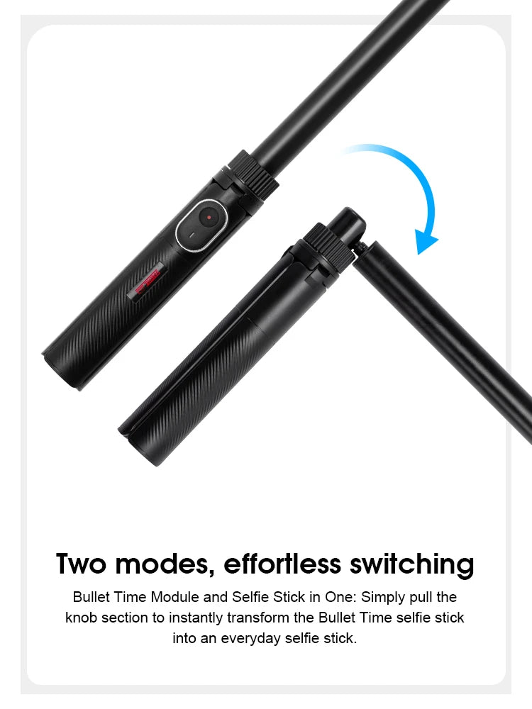 3-in-1 Bullet Time Selfie Stick Tripod for Insta360 X5 X4 Invisible Pole 75°/90° Rotatable with Wireless Remote for Vlog Travel