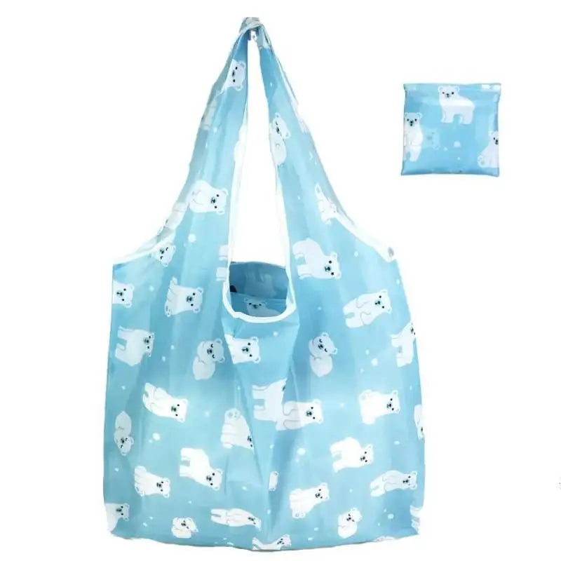1pc Reusable Shopping Bags Women Foldable Tote Bag Portable Cloth Eco Grocery Bag Folding Large Capacity Fruit Vegetable Handbag