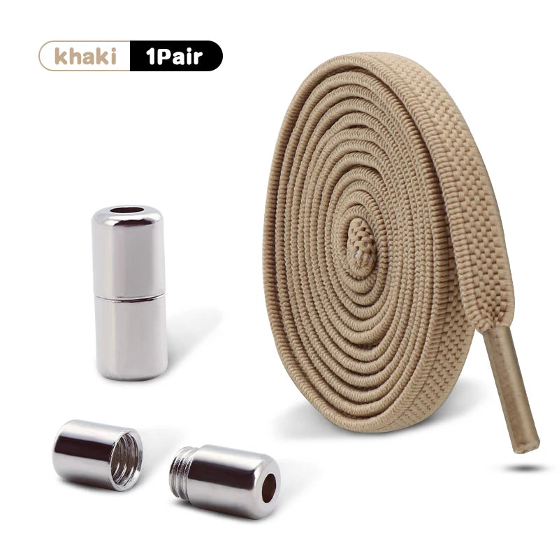 1Pair Elastic Laces Sneakers No Tie Shoe laces Capsule Lock Shoelaces Without ties Kids Adult 0.6cm Flat Shoelace for Shoes