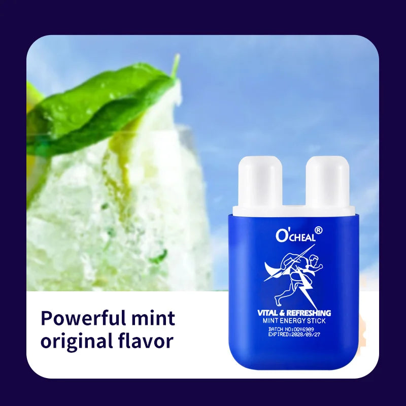 O'cheal Energy Stick Double Hole Energizing Energy Bar Fresh Mint Scent Refreshing Fatigue Relief Inhaler Energy Vapors Stick