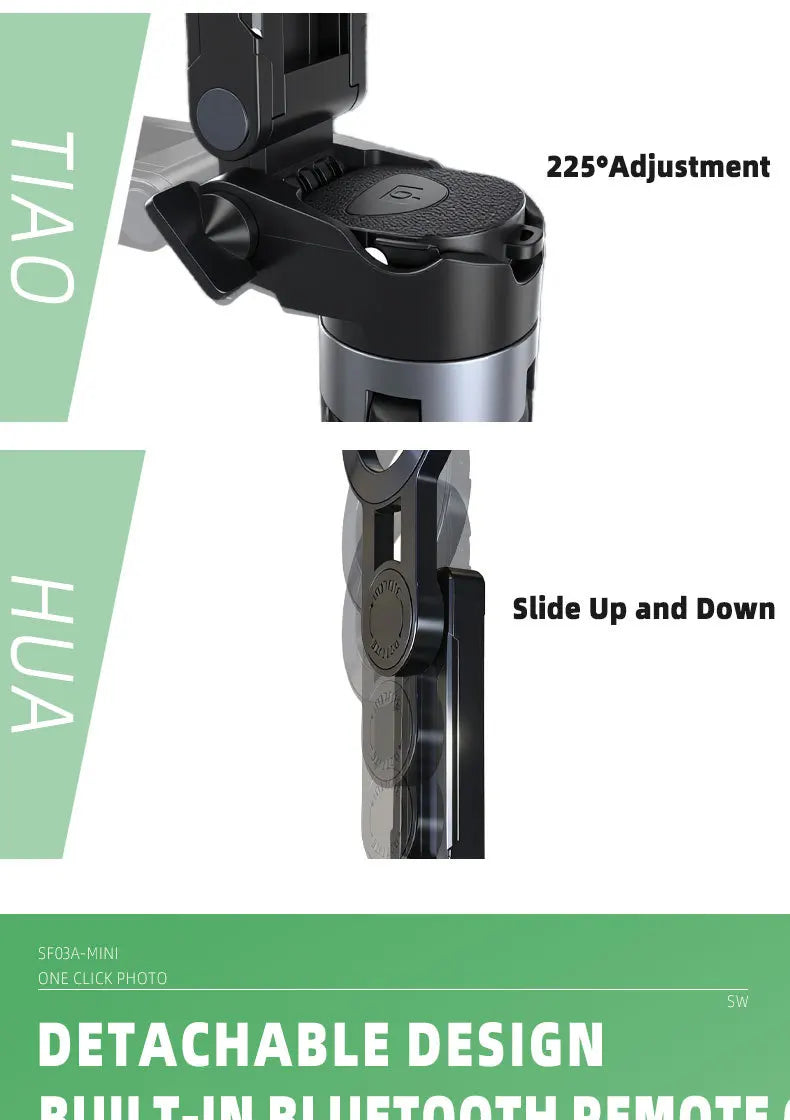 4-in-1 Multifunctional Magnetic mini Selfie Stick Wireless Bluetooth Control with 360° Rotation for Selfies Video Record
