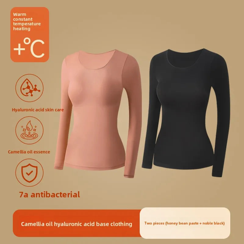 Ultra-Thin Heating Thermal Underwear Women Skin Care Skin Bottom Clothing Invisible Foundation Heattech Long Johns Set Winter