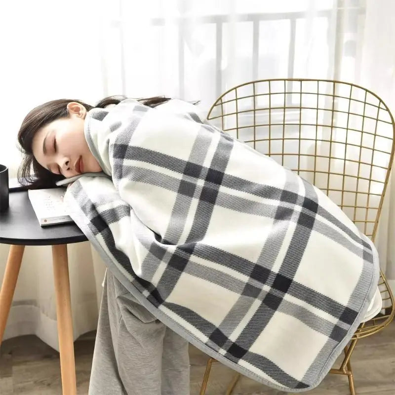 Wearable Plaid Fleece Blanket With Button Winte Warm Throws On Sofa Bed Travel Thicken Bedroom Office Air Conditioning Blanket ﻿