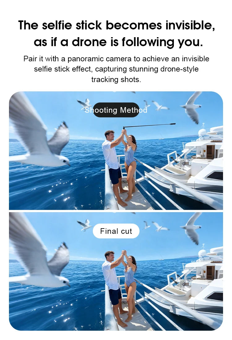 3-in-1 Bullet Time Selfie Stick Tripod for Insta360 X5 X4 Invisible Pole 75°/90° Rotatable with Wireless Remote for Vlog Travel