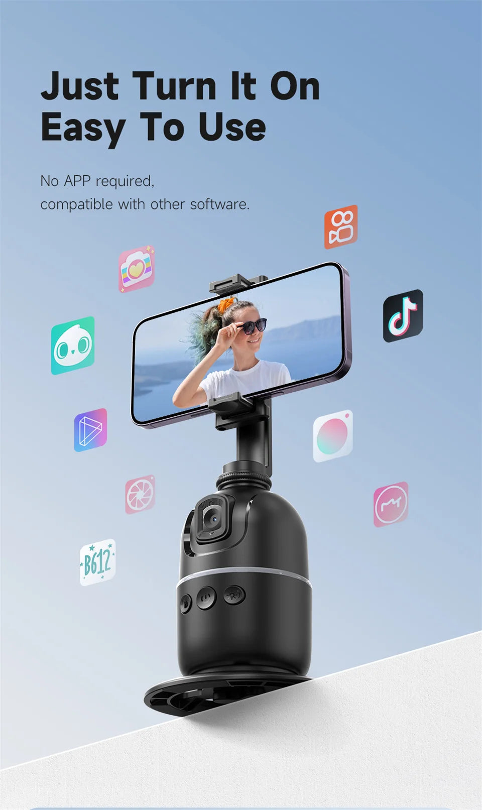 selfie stick Stabilizer 360°Auto Face Tracking AI Gimbal All-in-one Desktop Phone Holder Tripod For Smartphone Video Vlog Live