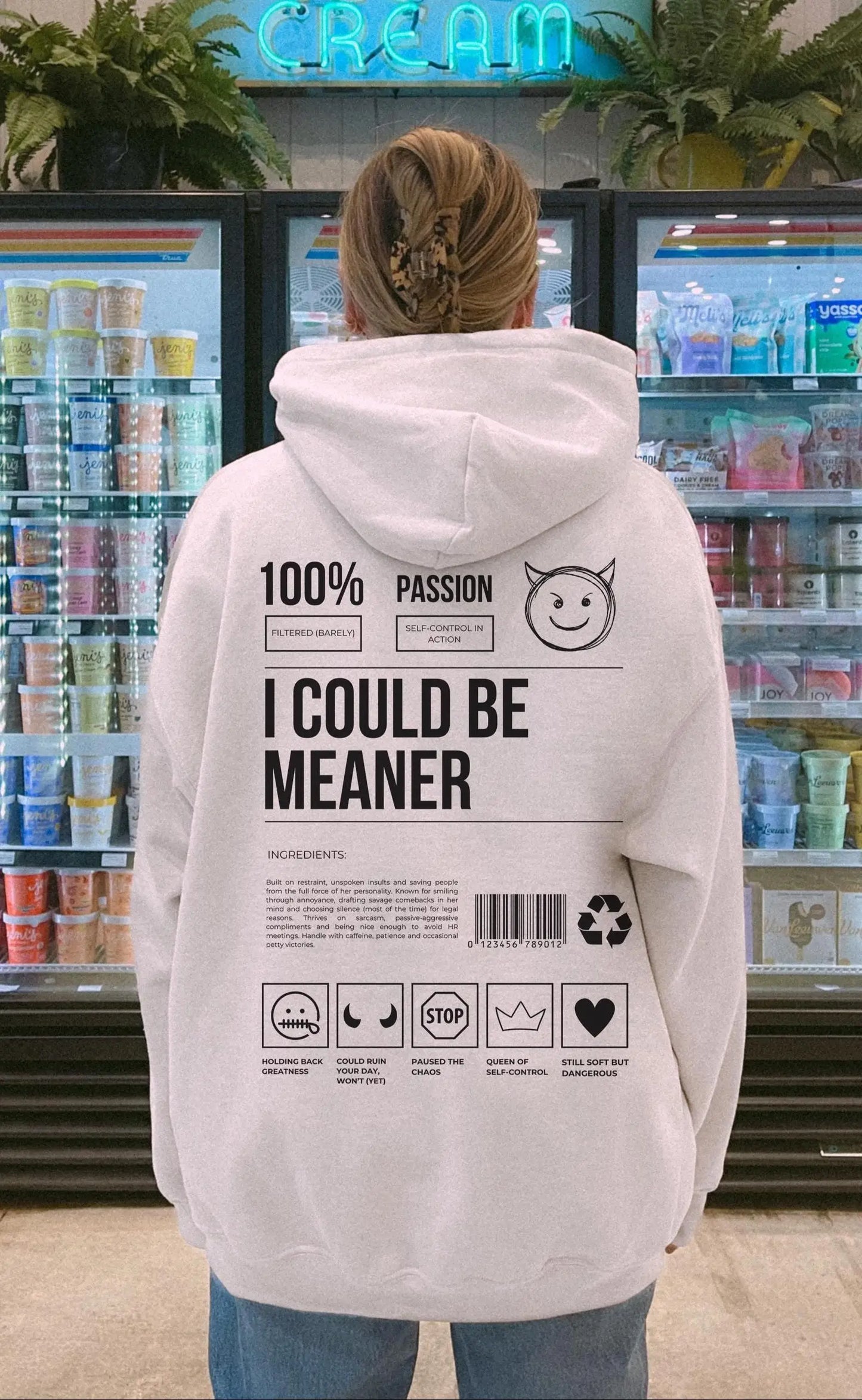 I Could Be Meaner Hoodie, Sarcastic Funny Oversized Sweatshirt Men's and Women's Loose Hoodies for Autumn and Winter