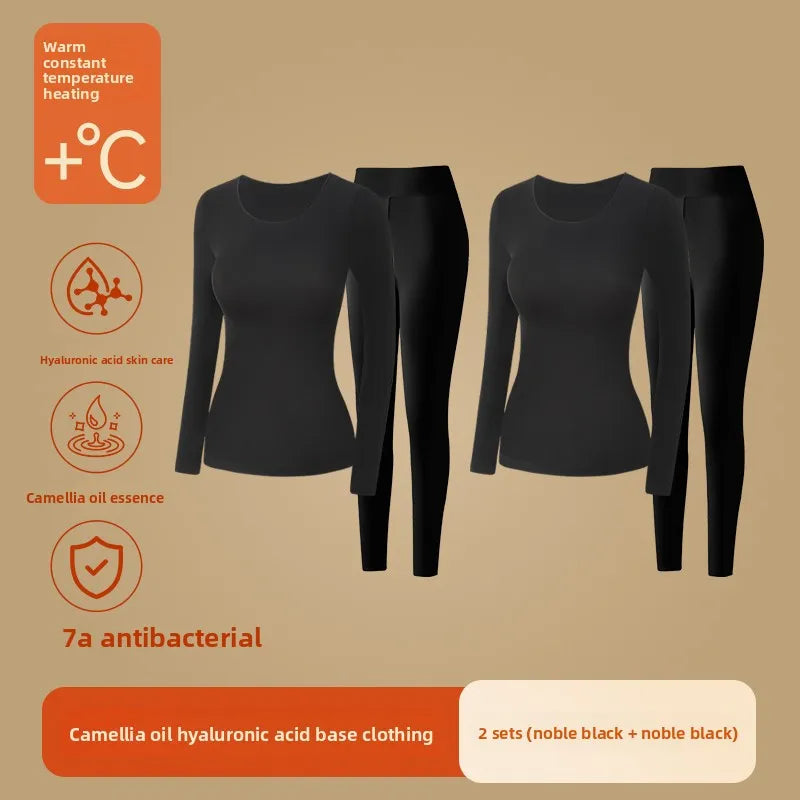 Ultra-Thin Heating Thermal Underwear Women Skin Care Skin Bottom Clothing Invisible Foundation Heattech Long Johns Set Winter