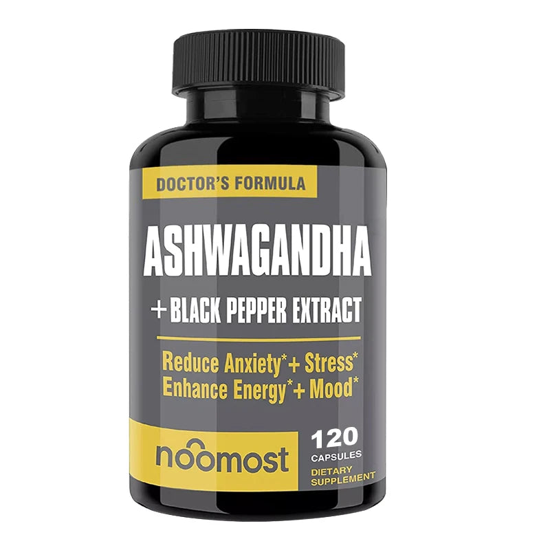 Ashwagandha Capsules, Pure Ashwagandha Root Powder & Black Pepper Extract Helps Natural Anxiety Relief for Adrenal Support