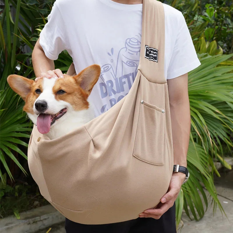 Pet Crossbody Shoulder Bag Outdoor Travel Cat Puppy Sling Carrier Bag with Storage Pocket Portable Pets Backpacks Safety Harness