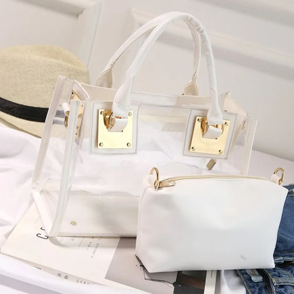 Large Summer Clear Totes Bags Transparent Clutch Purse Women Handbags Crossbody Handle Bag Shoulder Messenger Bag Girls Gift
