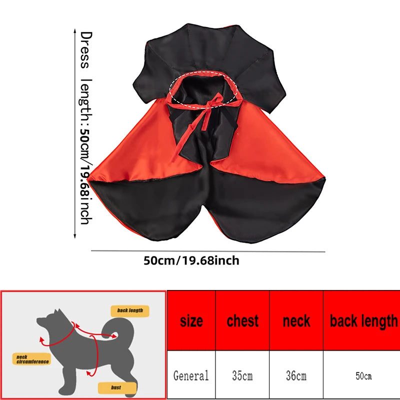 Halloween Pet Cape Costume with Bat Wings Adjustable Vampire Cloak for Puppy Kitten Dog Cat Cosplay Party Holiday Decorations