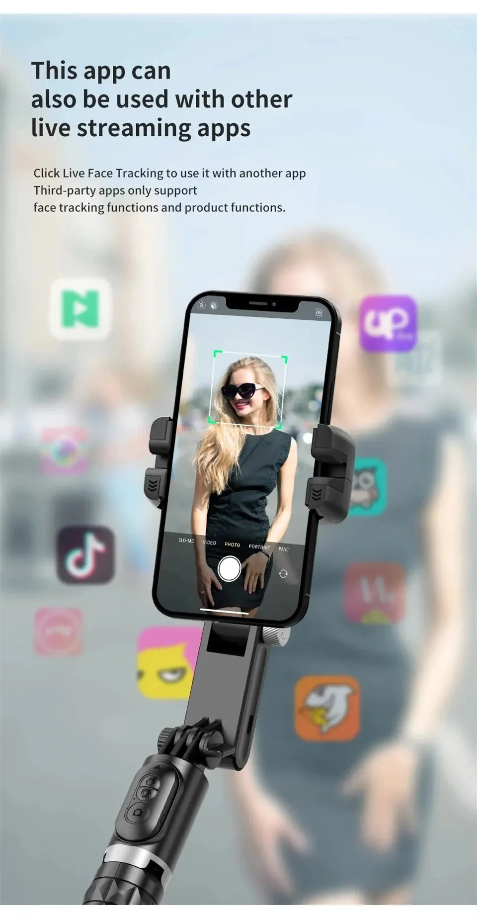 MEUYAG Selfie Stick Gimbal Stabilizer 360° rotation With Bluetooth Remote Intelligent AI Follow-Up Anti Shake Pan Tilt Tripod