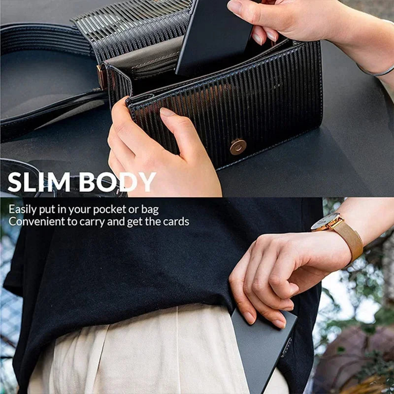 Anti-RFID Blocking Wallet for Men - Smart Metal Pop-Up, Ultra Slim Minimalist Aluminum ID/Bank Card Case