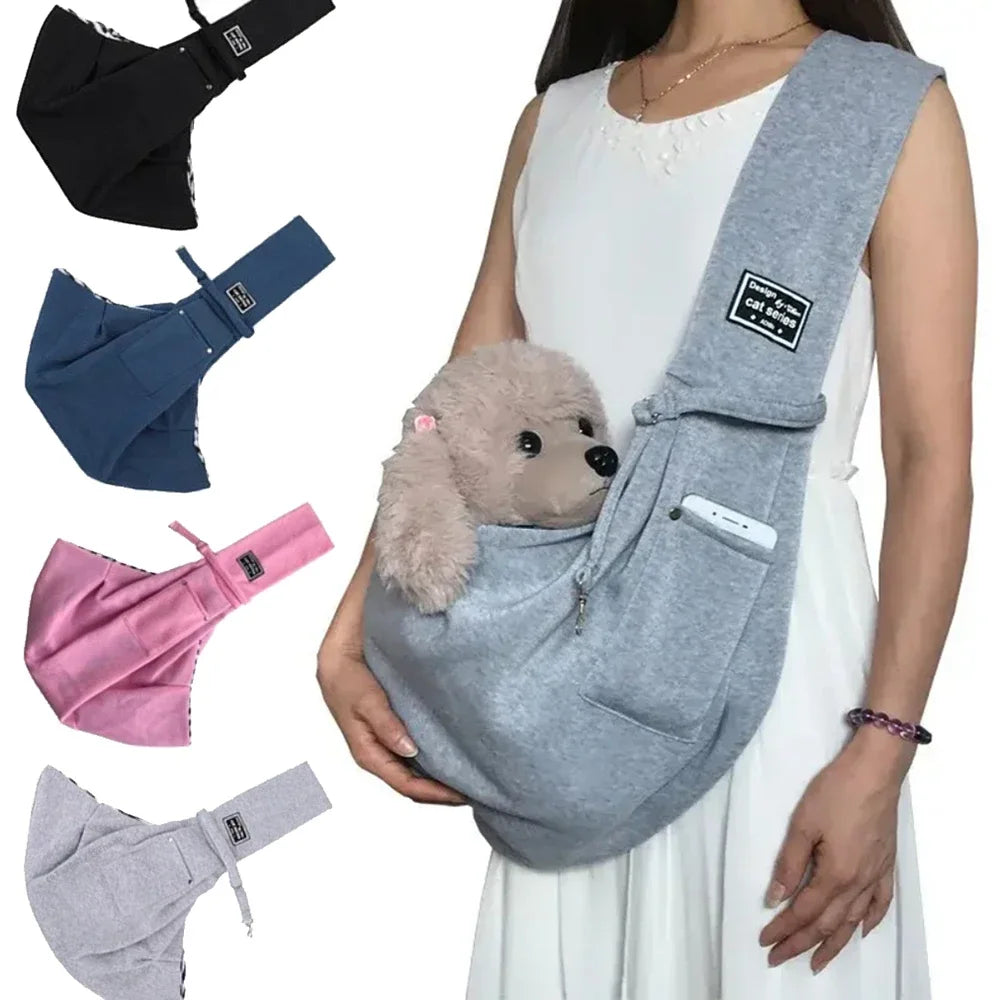 Pet Crossbody Shoulder Bag Outdoor Travel Cat Puppy Sling Carrier Bag with Storage Pocket Portable Pets Backpacks Safety Harness